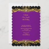 紫エレガント梅ブラック金ゴールド60th誕生日パーティー 招待状 (裏面)