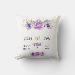 紫エレガント水彩フローラ結婚ズ クッション