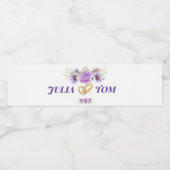 紫エレガント水彩フローラ結婚ズ ペットボトルラベル (シングルラベル)