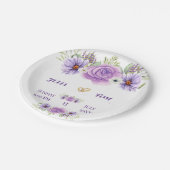紫エレガント水彩フローラ結婚ズ ペーパープレート (アングル)