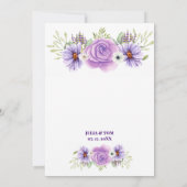 紫エレガント水彩フローラ結婚ズ 招待状 (裏面)