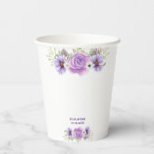 紫エレガント水彩フローラ結婚ズ 紙コップ (裏面)