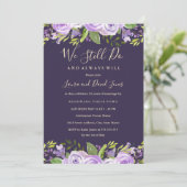 紫エレガント水彩フローラ誓の更新 招待状 (スタンド正面)