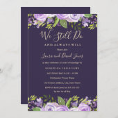 紫エレガント水彩フローラ誓の更新 招待状 (正面/裏面)