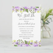 紫エレガント水彩フローラ誓の更新 招待状 (スタンド正面)