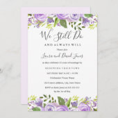 紫エレガント水彩フローラ誓の更新 招待状 (正面/裏面)