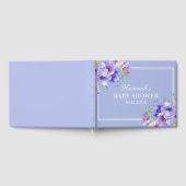 紫エレガント水彩フローラ赤ちゃんシャワー ゲストブック (全面)