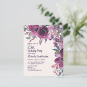 紫エレガント水彩フローラ60TH誕生日 招待状 (スタンド正面)