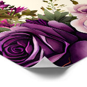 紫エレガント水彩フローラ70誕生日 ポスター (角)