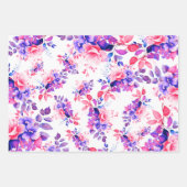 紫エレガント水彩フローラ90誕生日 ラッピングペーパーシート (正面2)