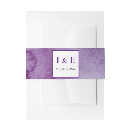 紫エレガント水彩洗浄結婚式招待状 招待状ベリーバンド (正面例)