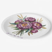 紫エレガント水彩牡丹フローラ結婚ズ ペーパープレート (アングル)