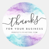 紫エレガント水彩画感謝してい業 ラウンドシール (正面)