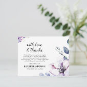 紫エレガント水彩花写真 サンキューカード (スタンド正面)