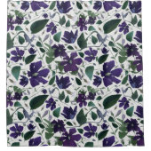 紫エレガント水彩花模様 シャワーカーテン (正面)