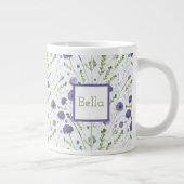 紫エレガント水彩花模様 ジャンボコーヒーマグカップ (右)