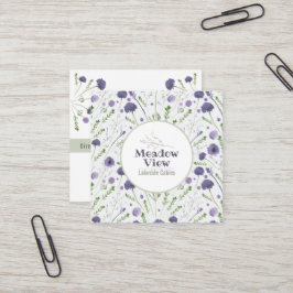 紫エレガント水彩花模様 スクエア名刺