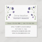 紫エレガント水彩花模様 スクエア名刺 (裏面)