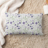 紫エレガント水彩花模様 ランバークッション