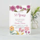 紫エレガント水彩花母誕生日 招待状 (スタンド正面)