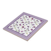 紫エレガント水彩虹彩花模様 タイル (側面)