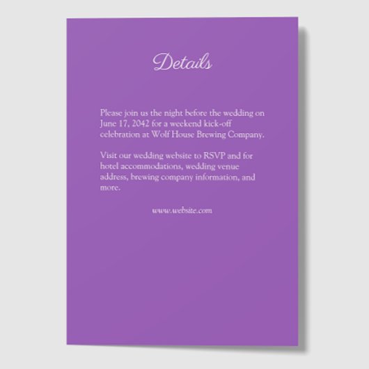 紫エレガント水彩野花結婚の エンクロージャーカード