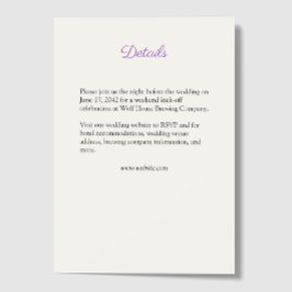 紫エレガント水彩野花結婚の エンクロージャーカード