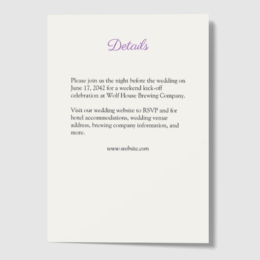 紫エレガント水彩野花結婚の エンクロージャーカード