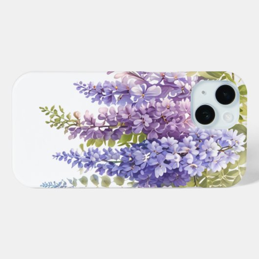 紫エレガント水色の藤の青フローラ Case-Mate iPhoneケース (裏面 (横))