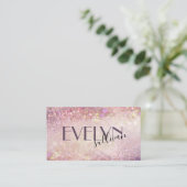 紫エレガント水色グリッター名刺 名刺 (スタンド正面)