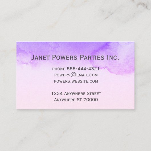 紫エレガント水色デザイン芸術的抽象芸術 名刺 (裏面)