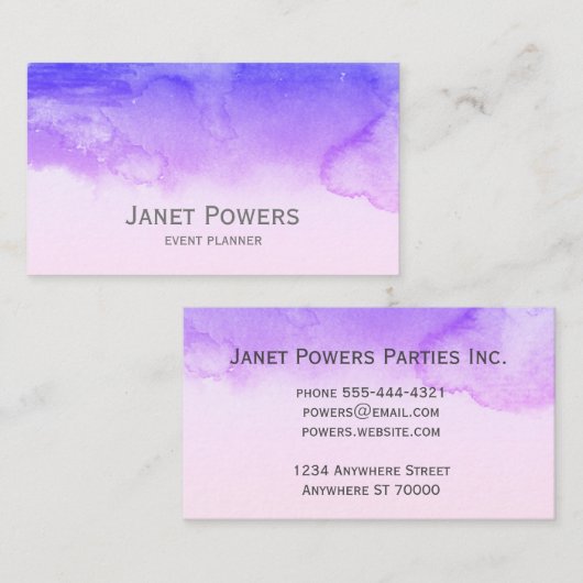 紫エレガント水色デザイン芸術的抽象芸術 名刺 (正面/裏面)