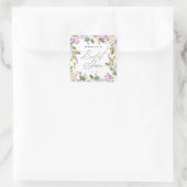 紫エレガント水色フローラブライダルシャワー スクエアシール (バッグ)