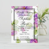 紫エレガント水色フローラブライダルシャワー 招待状 (スタンド正面)