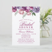 紫エレガント水色フローラブライダルシャワー 招待状 (スタンド正面)