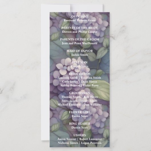 紫エレガント水色フローラ結婚式 プログラム (裏面)