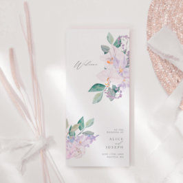 紫エレガント水色フローラ結婚式 プログラム