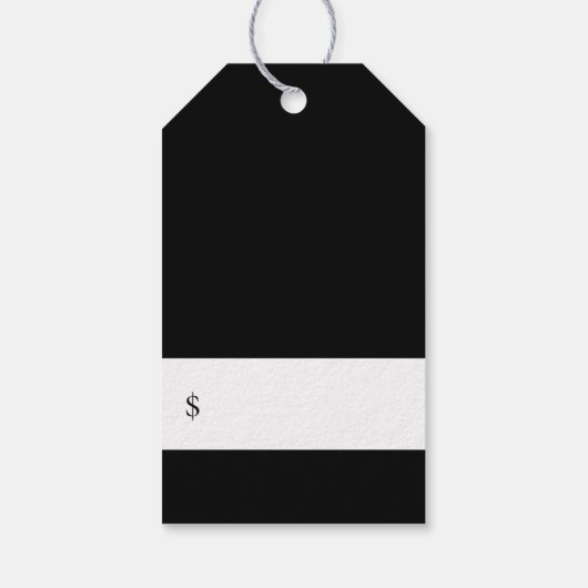 紫エレガント水色フローラ黒価格ラベル ギフトタグ (裏面)