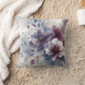 紫エレガント水色フローラ クッション (ブランケット)