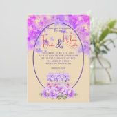 紫エレガント水色フローラ 招待状 (スタンド正面)
