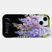 紫エレガント水色フローラ Case-Mate iPhoneケース (裏面 (横))