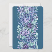 紫エレガント水色多肉性フローラ結婚ズ 招待状 (裏面)