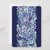 紫エレガント水色多肉性フローラ結婚ズ 招待状 (裏面)