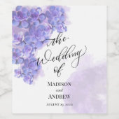 紫エレガント水色多肉汁結婚類 ワインラベル (シングルラベル)