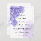紫エレガント水色多肉汁結婚類 案内ポストカード (正面/裏面)