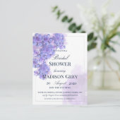 紫エレガント水色多肉質ブライダルシャワー インビテーションポストカード (スタンド正面)