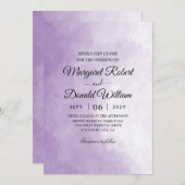 紫エレガント水色結婚式招待状 招待状 (正面/裏面)