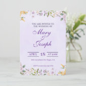 紫エレガント水色結婚式招待状 招待状 (スタンド正面)