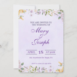 紫エレガント水色結婚式招待状 招待状