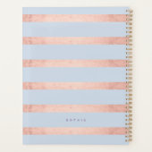 紫エレガント水色花模様バラ金ゴールドストライプ プランナー手帳 (裏面)